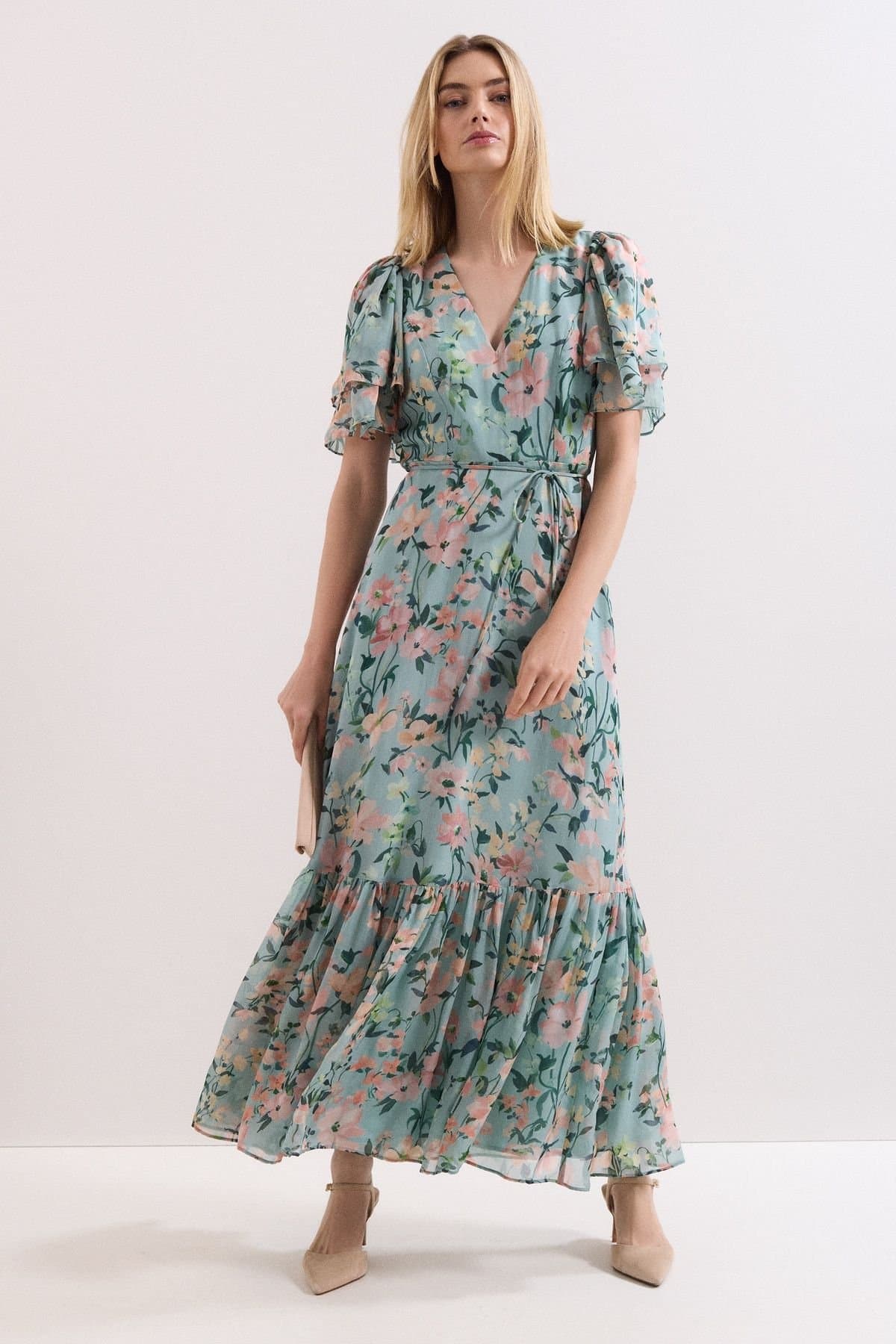 Phase Eight Phase Eight Women's Violet V-Neck Maxi Dress in Turquoise