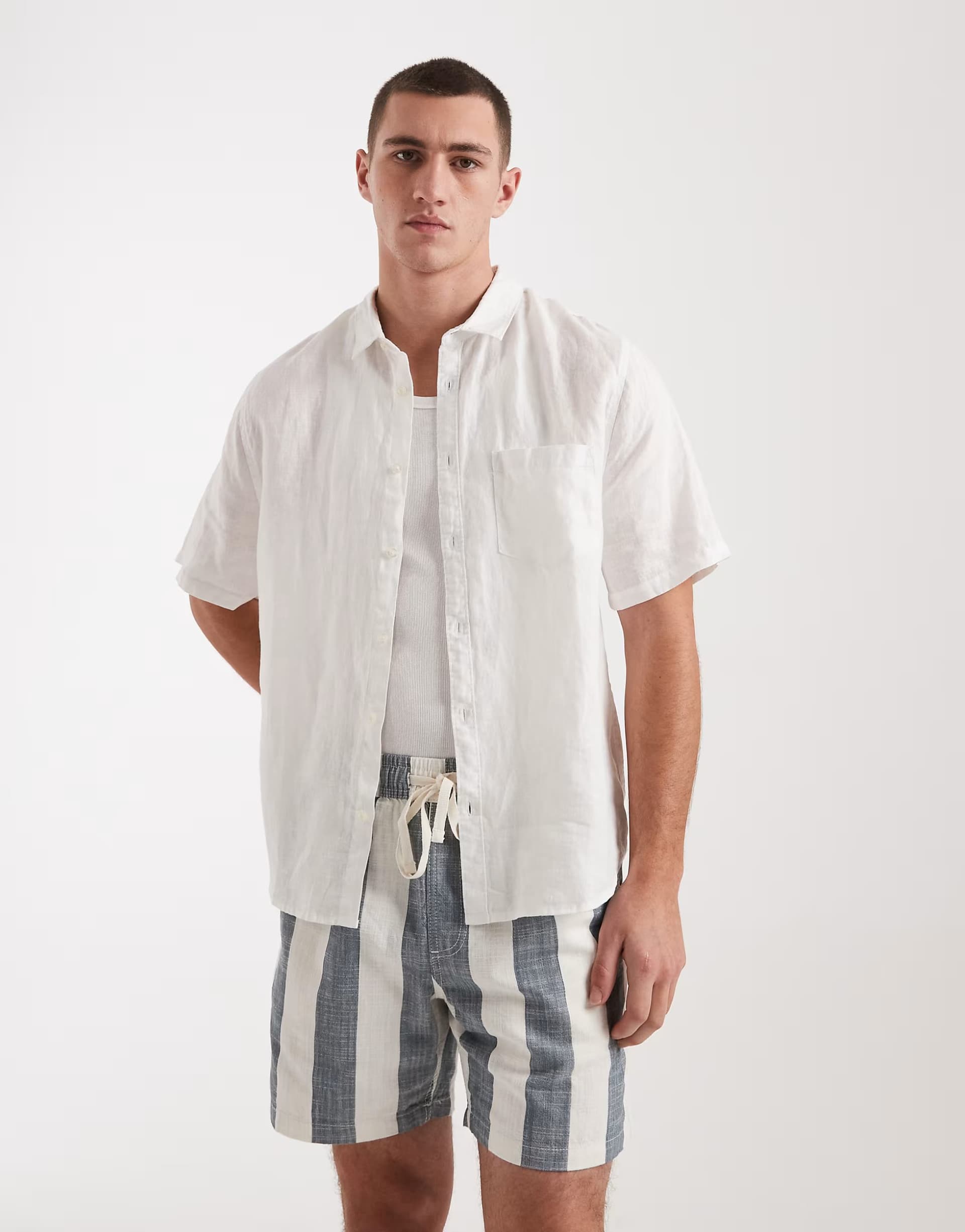ASOS Cotton On relaxed linen shirt in white