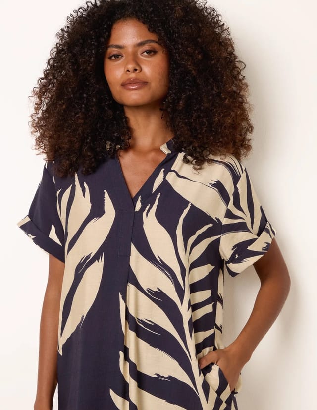 Blue Vanilla Palm Print Tunic Top - 3