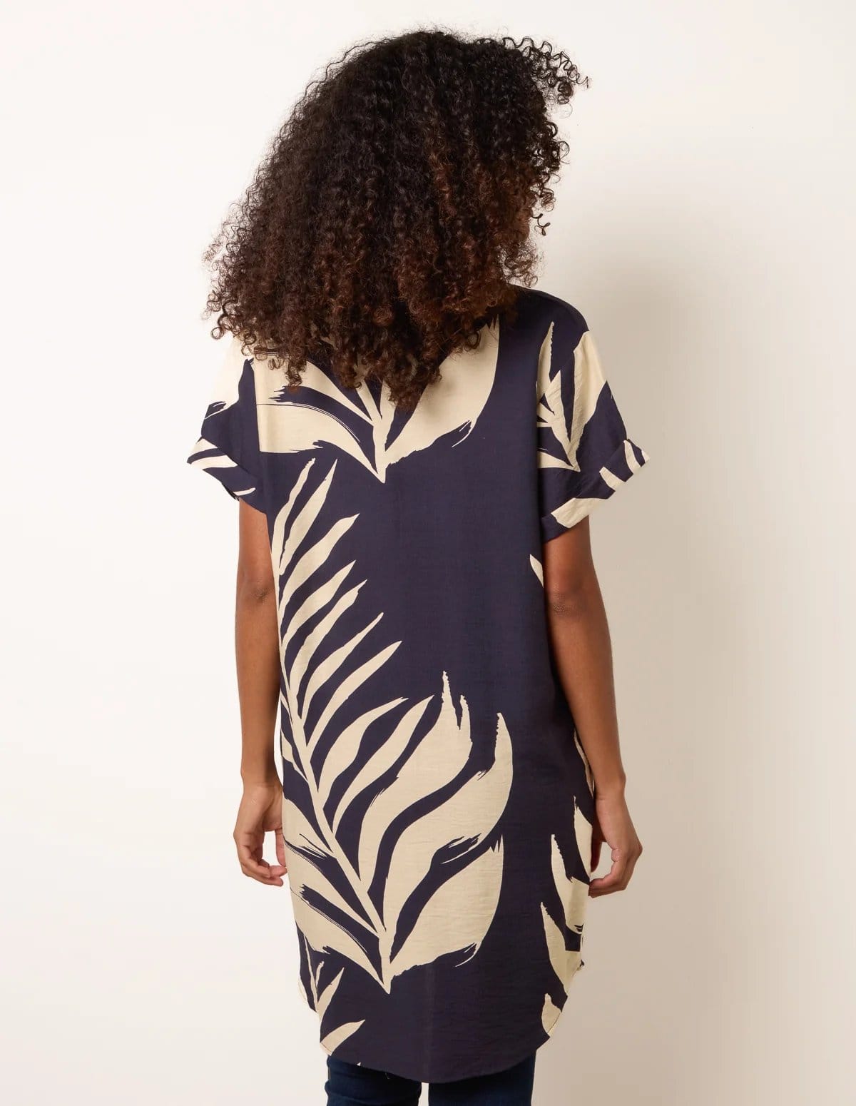Blue Vanilla Palm Print Tunic Top - 4