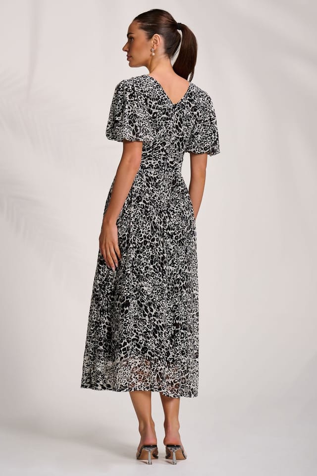 Jolie Moi Jolie Moi Women's Puff Sleeve Printed Lace Maxi Dress - 2