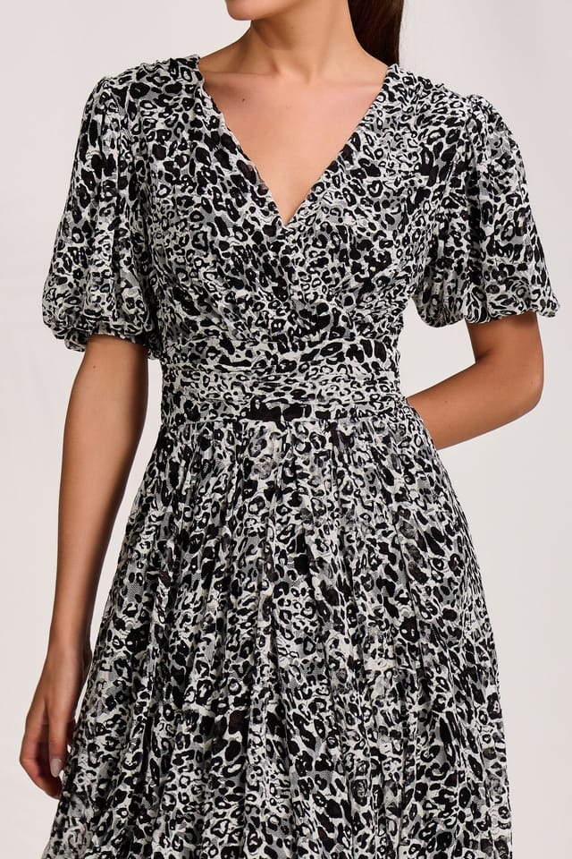 Jolie Moi Jolie Moi Women's Puff Sleeve Printed Lace Maxi Dress - 3