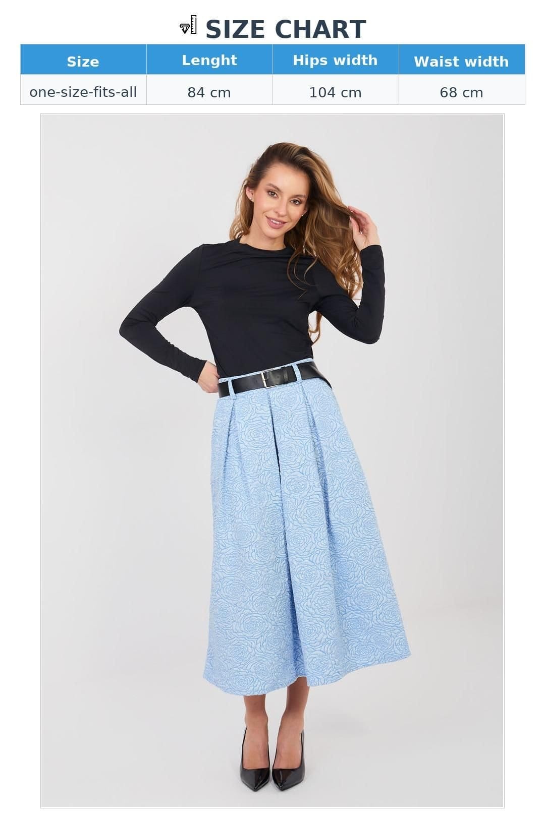 Love Lace Love Lace Women's Floral Pleated Flared Midi Skirt with Pockets in Blue - 4