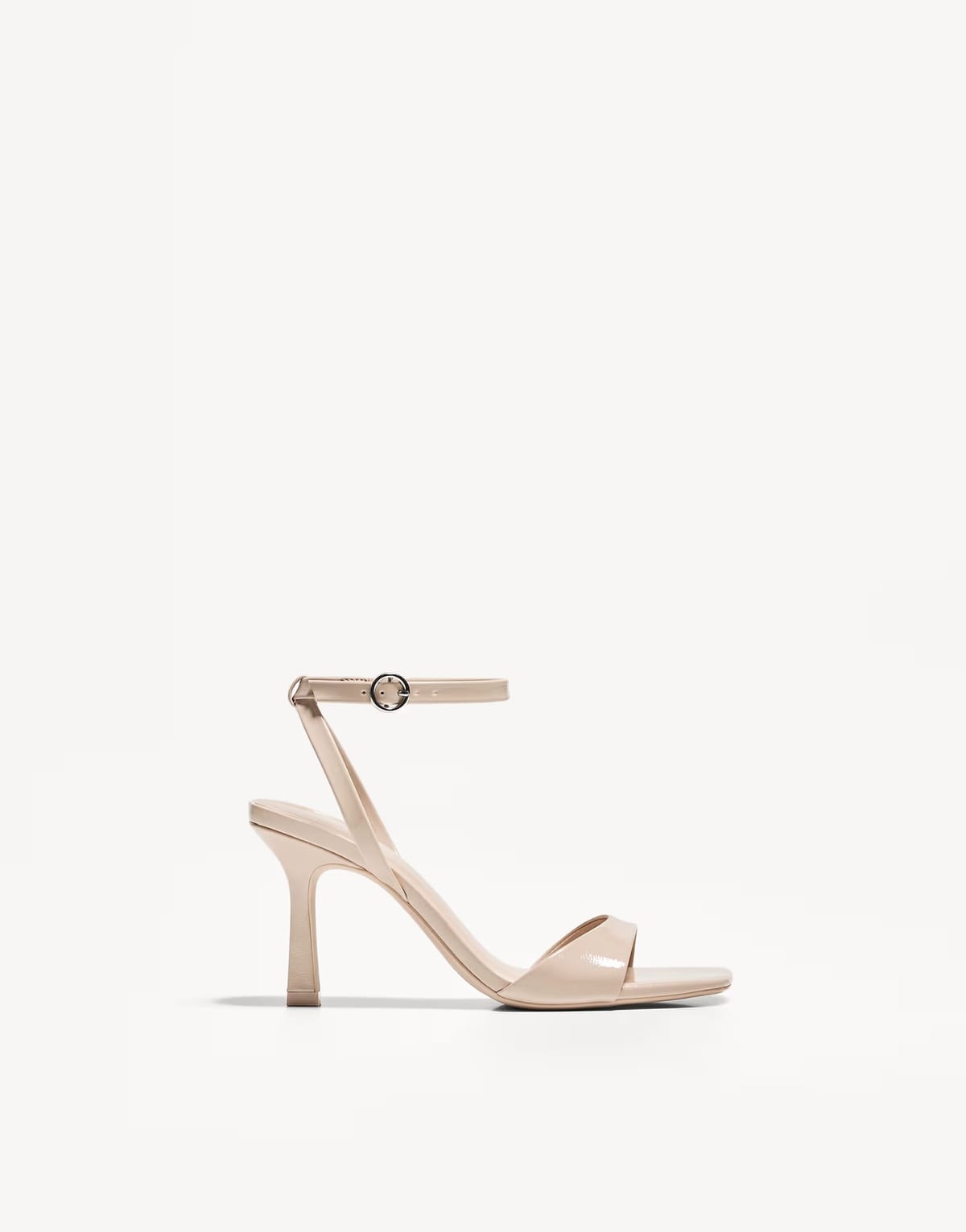 ASOS Bershka heeled sandals with ankle strap in beige - 1