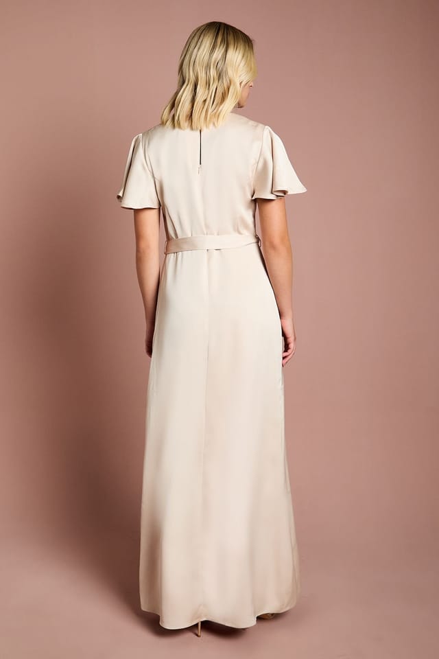 Coast Coast Women's Teen Angel Sleeve Bridesmaid Dress in Champagne - 3