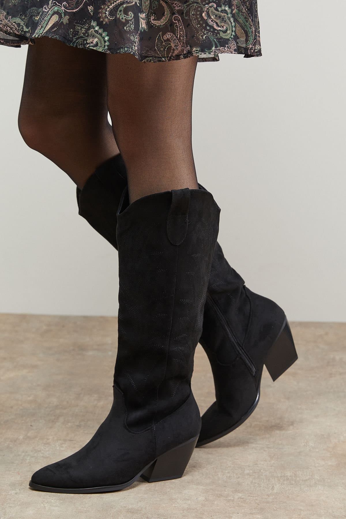 Oasis Oasis Women's Black Faux Suede Western Boots