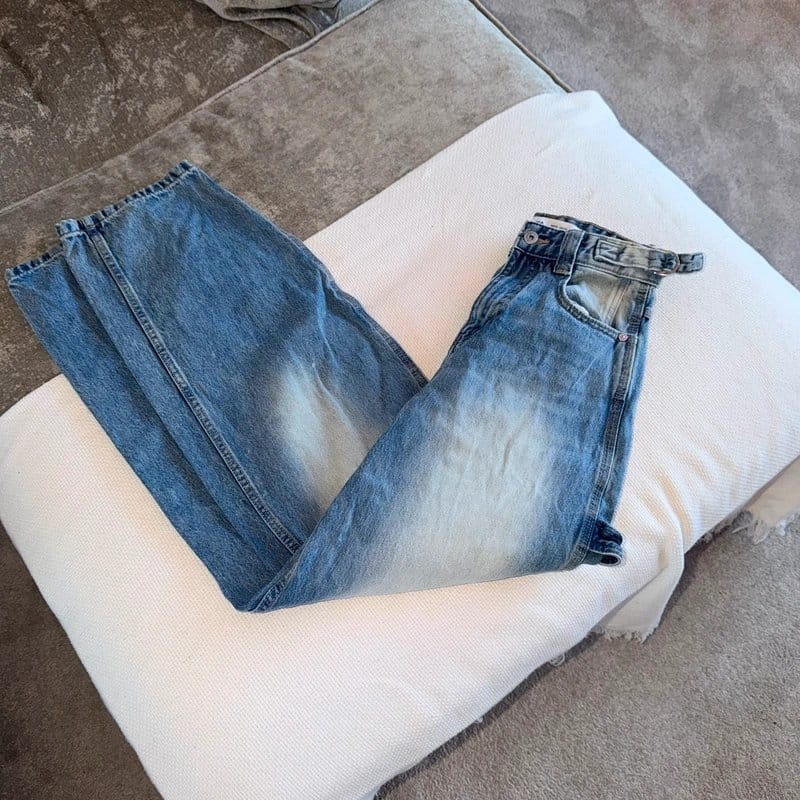 Bershka Blue Barrel Leg Carpenter Jeans Size 6
