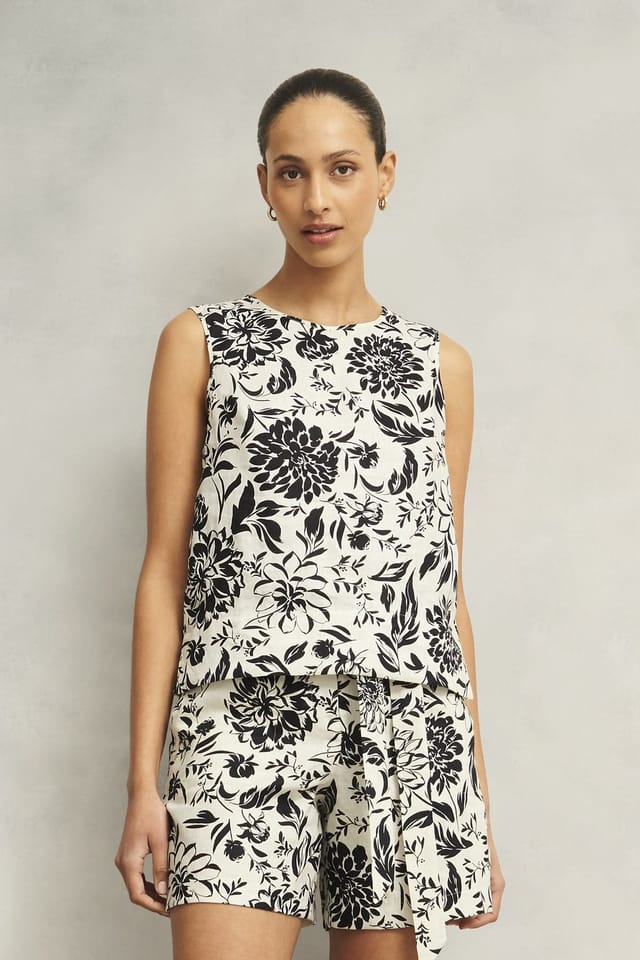 Hobbs London Hobbs London Women's Maura Floral Print Linen Shorts in Dark Navy - 3