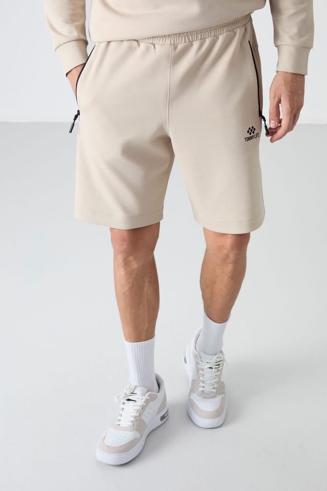 Tommy Life Tommy Life Men's Regular-fit Knit Sweat Shorts in Beige - 2