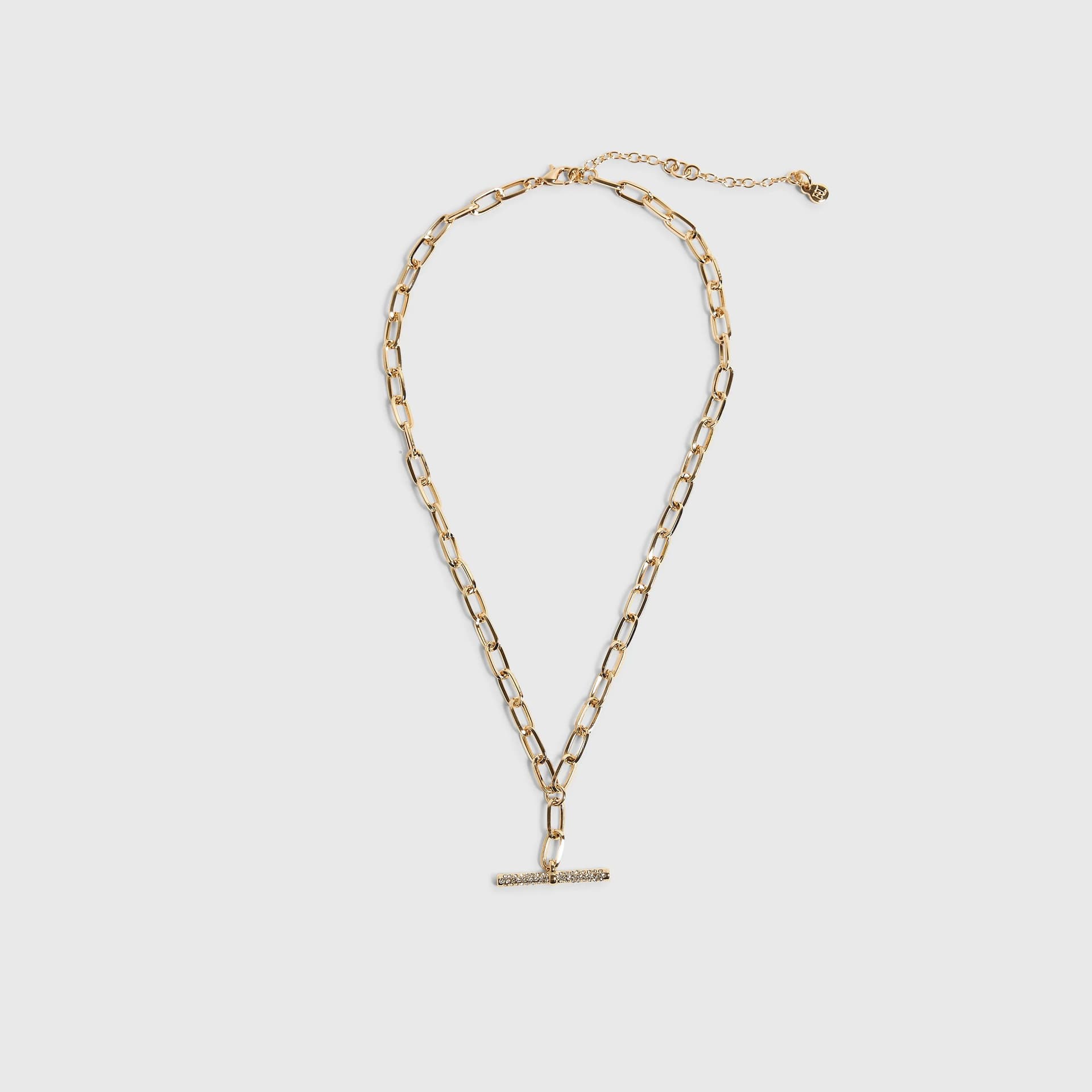 River Island River Island Womens Gold Rhinestone T Bar Necklace
