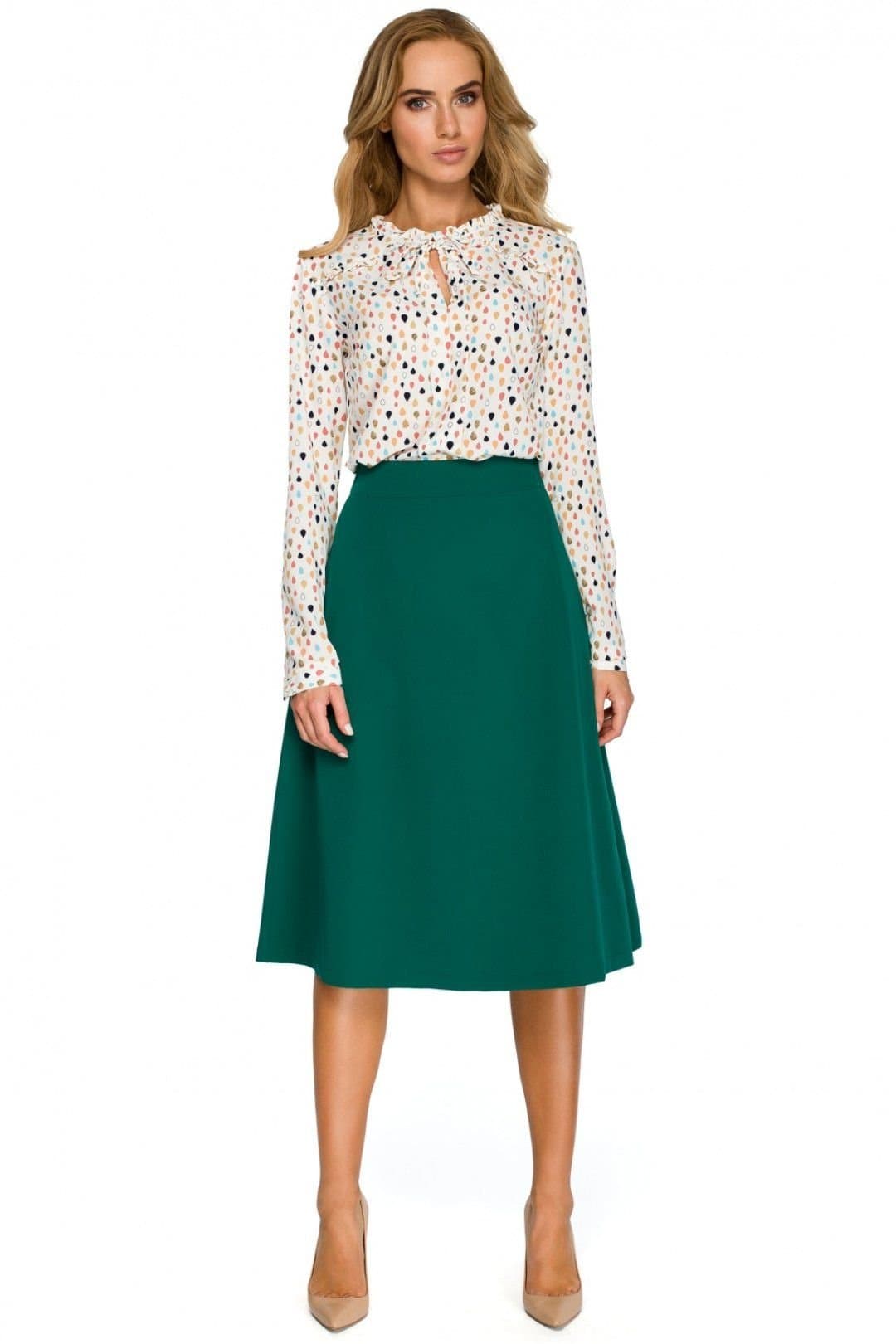 Love Lace Love Lace Women's A Line Midi Skirt with Covered Zip Style 124820 in Green