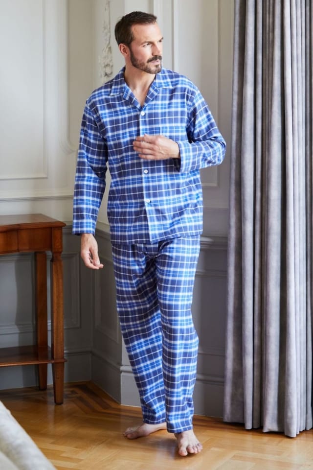 British Boxers British Boxers Men's "Celt Navy" Tartan Brushed Cotton Pyjama Set in Navy - 2