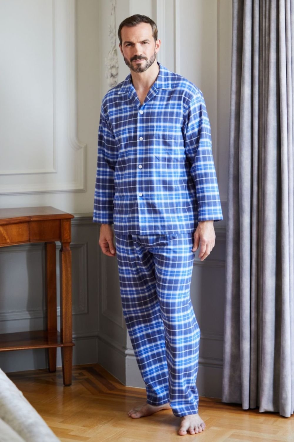 British Boxers British Boxers Men's "Celt Navy" Tartan Brushed Cotton Pyjama Set in Navy - 3