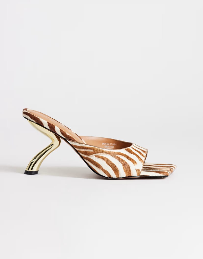 ASOS Topshop Nicole angular mid heel mule in zebra print hair on real leather - 1