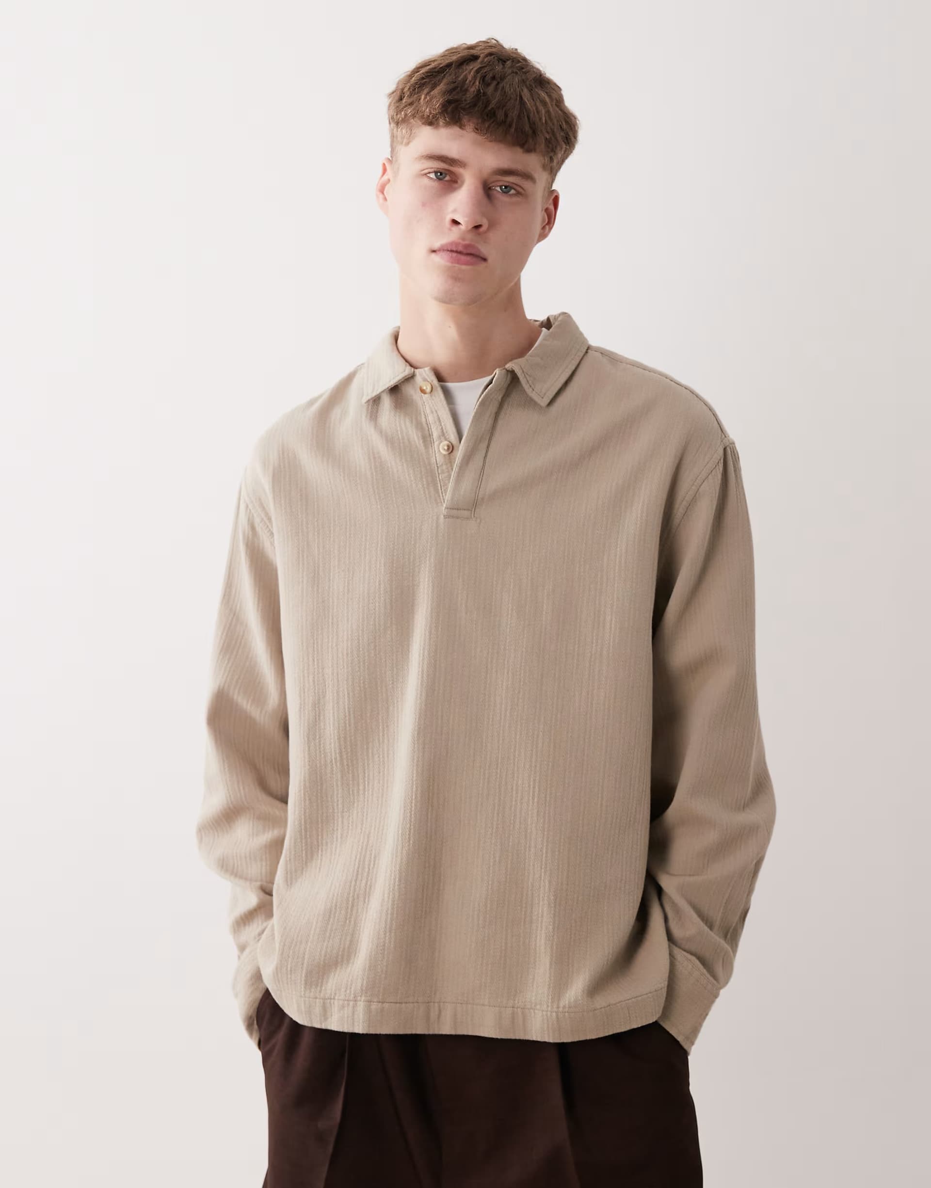 ASOS ASOS DESIGN oversized overhead textured shirt in brown