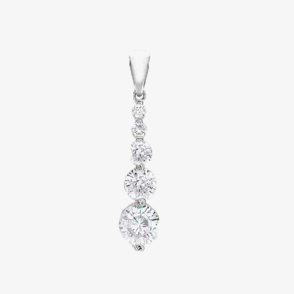 T.H.Baker T.H.Baker Women's 9ct White Gold 20x5mm Graduated Cubic Zirconia Drop Pendant 5.63.2064 in Silver