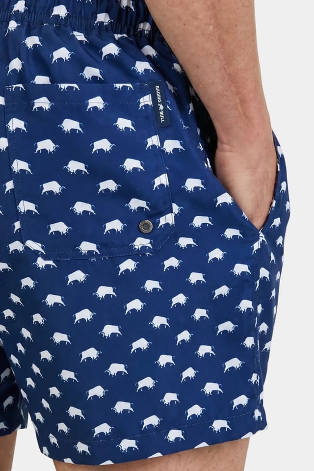 raging bull Raging Bull Men's Bull Print Swim Short in Navy - 3