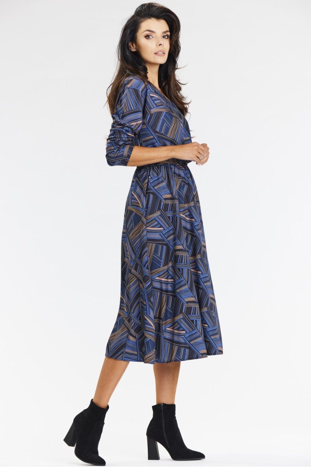 Love Lace Love Lace Women's Airy Kimono Midi Dress with V Neck Sleeves in Blue - 4