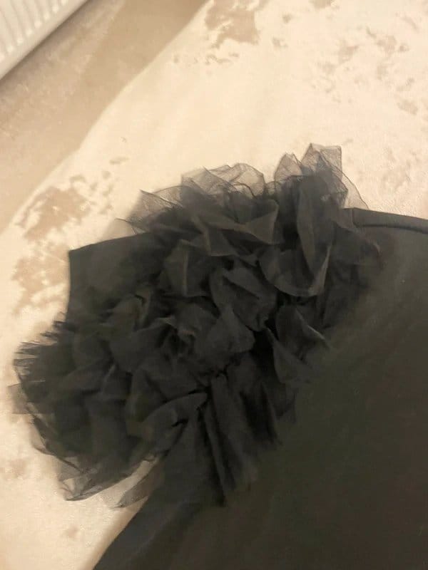 New Look Black T-Shirt with Tulle Detail Sleeves