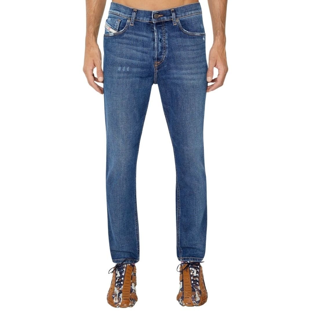 Diesel Diesel Men's D-Fining Tapered Fit Plain Blue Wash Denim Jeans - 4