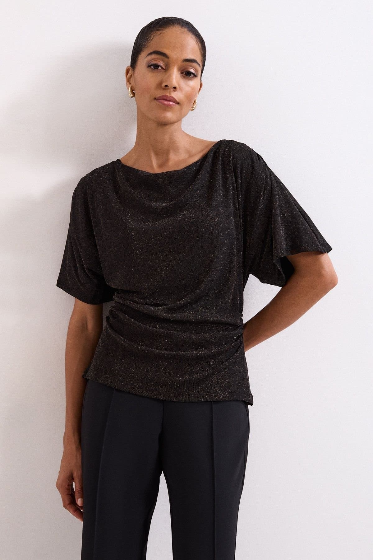 Phase Eight Phase Eight Women's Martha Draped Top in Metallic Gold