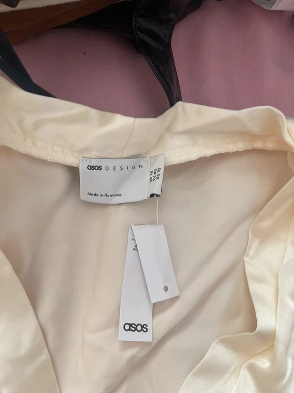ASOS Cream Silk Bodysuit with Open Front