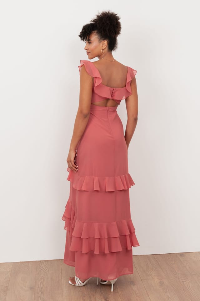 Maya Deluxe Maya Deluxe Women's Embellished Ruffle Maxi Dress in Pink - 2