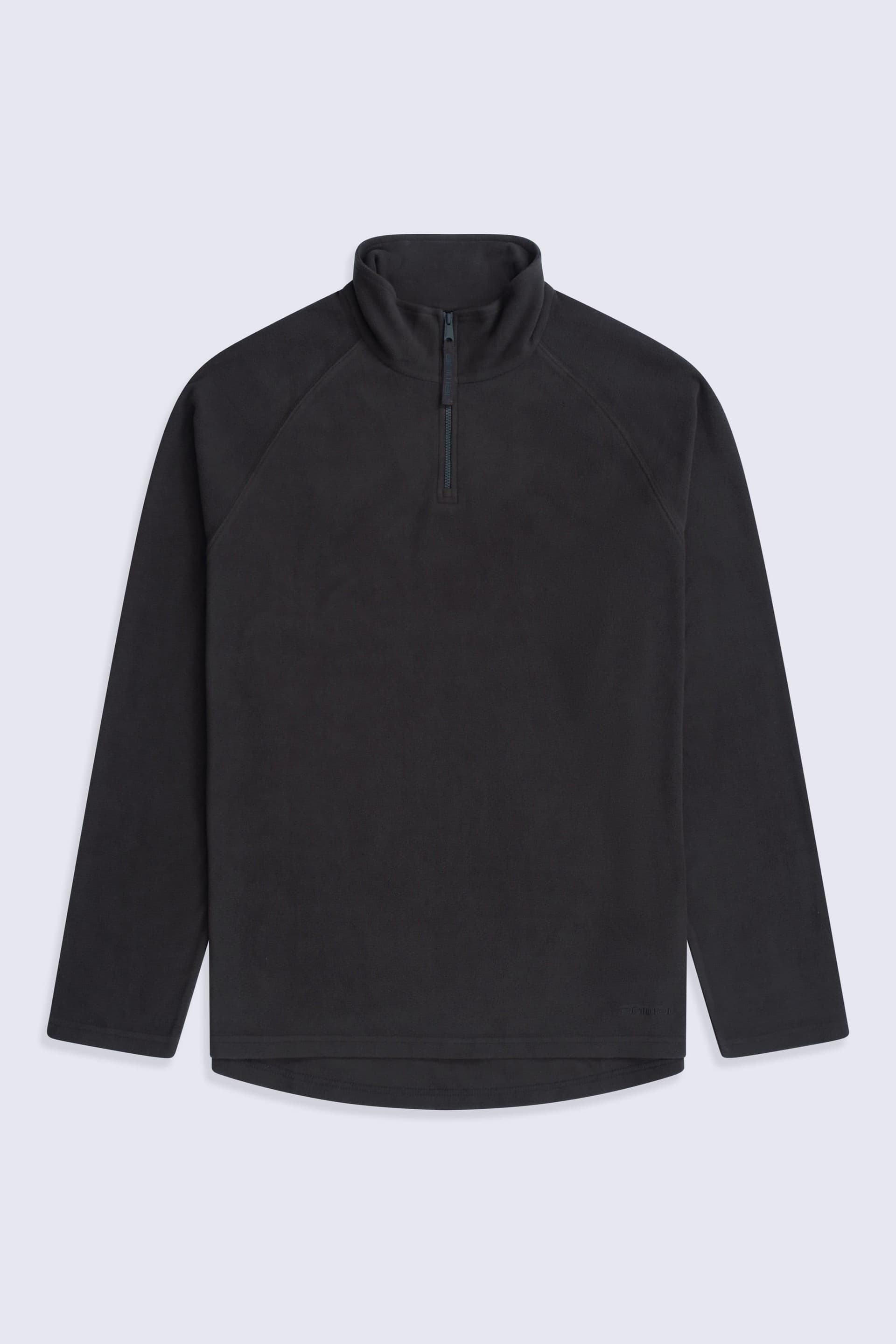 Animal Animal Men's 'Prague' Warm Lightweight Casual Half-Zip Fleece Midlayer Layering Top in Black