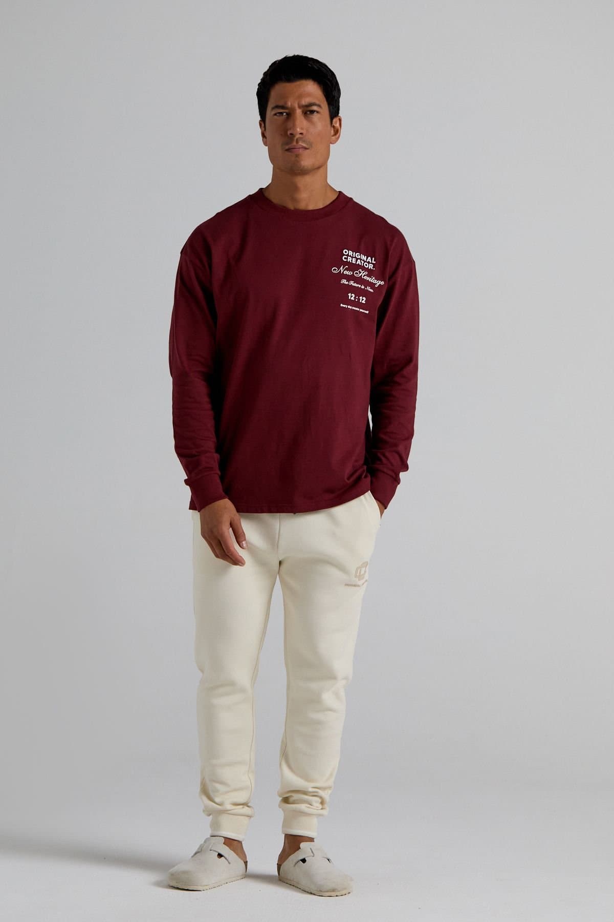Original Creator Original Creator Men's Future Long Sleeve T-Shirt - Brick Red in Burgundy