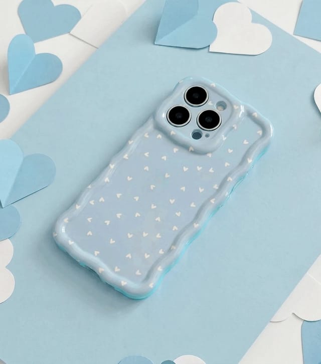Coconut Lane Light Blue Hearts Print Phone Case Coconut Lane New Look - 2