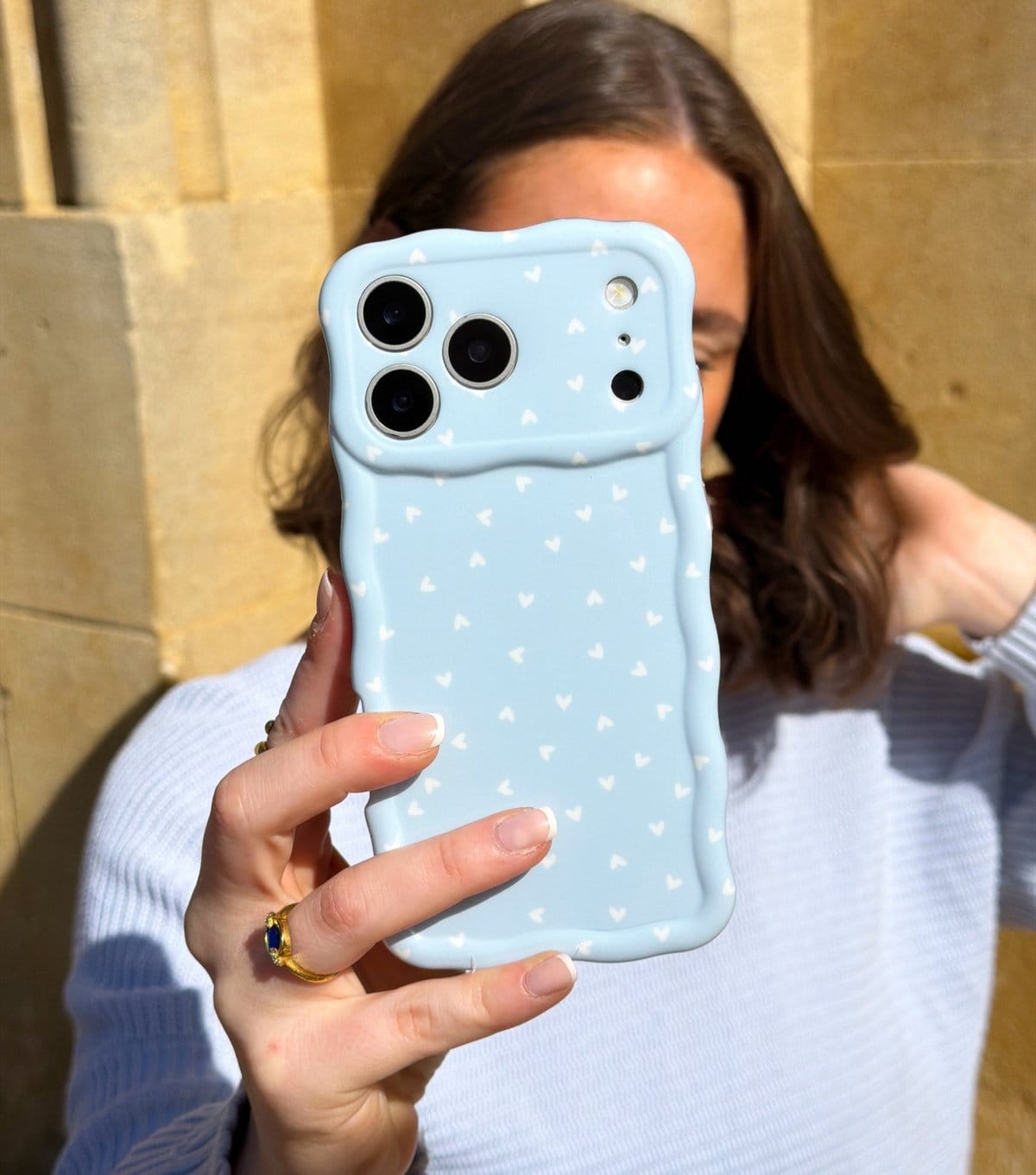 Coconut Lane Light Blue Hearts Print Phone Case Coconut Lane New Look - 4