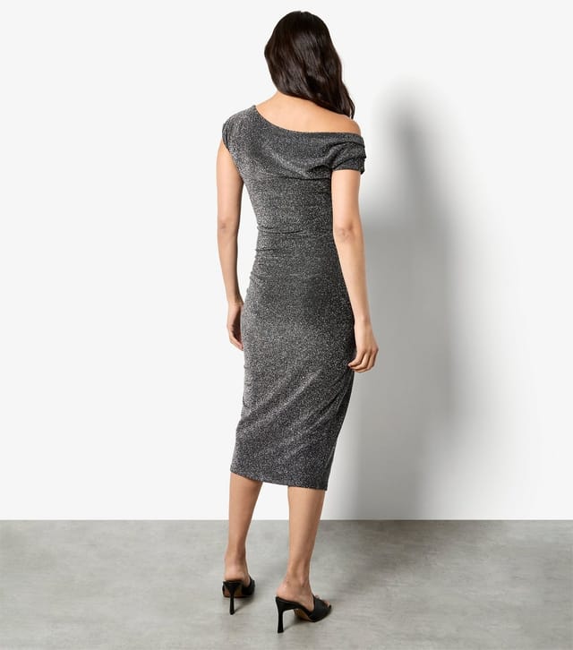 Apricot Women's Silver Drape Shoulder Wrap Midi Dress Apricot New Look - 3