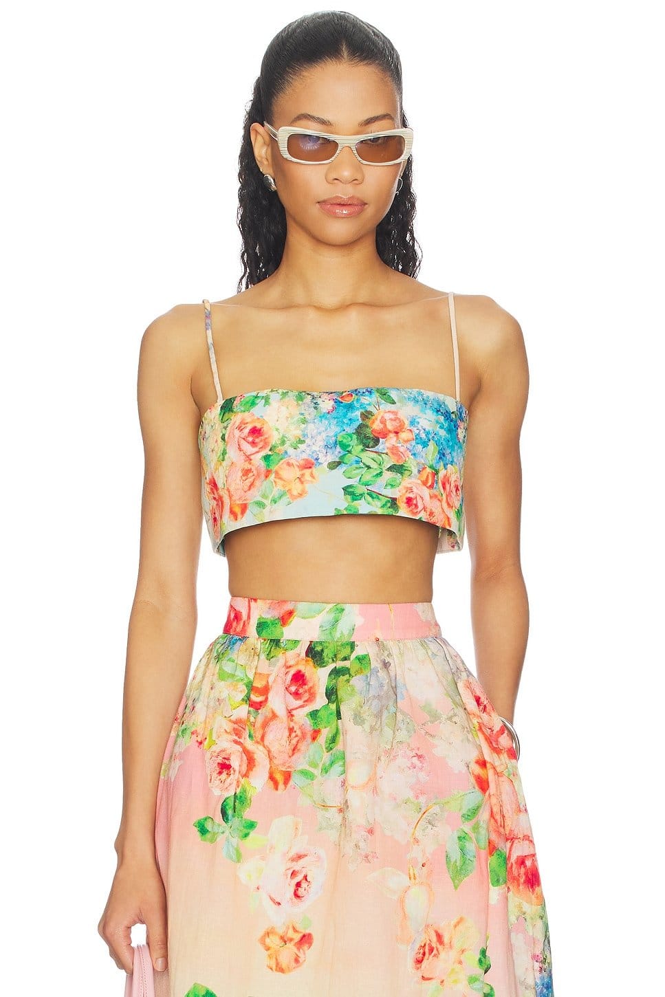 Revolve Floral Print Bustier Top and Skirt Set