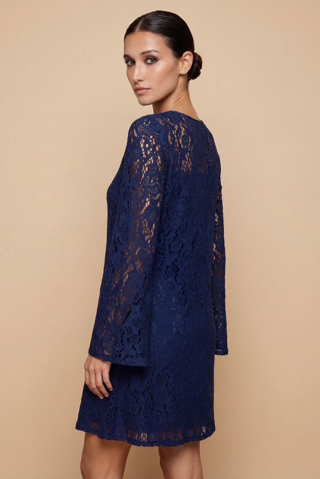 Little Mistress Little Mistress Women's Navy Crochet Mini Dress - 2