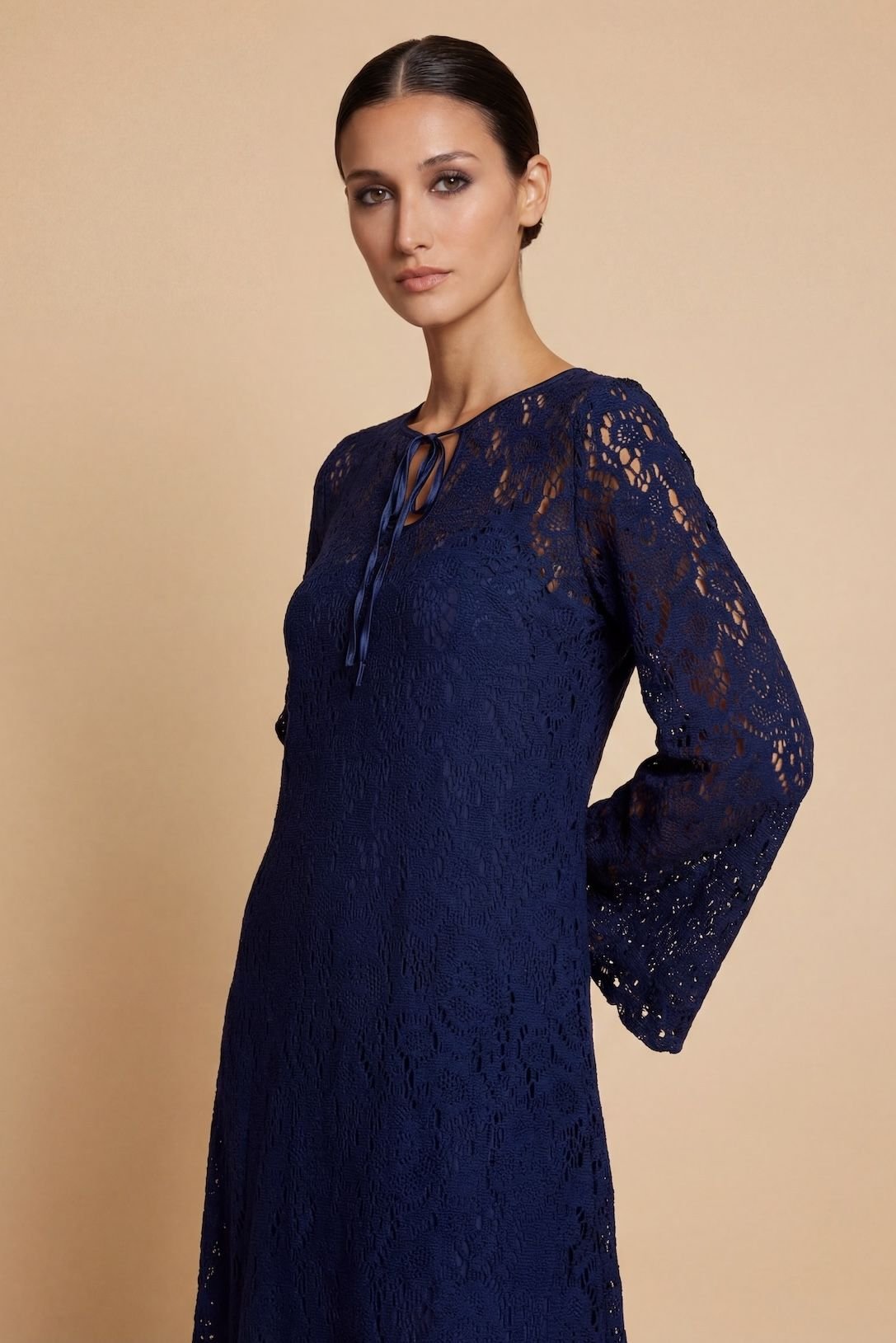 Little Mistress Little Mistress Women's Navy Crochet Mini Dress - 3