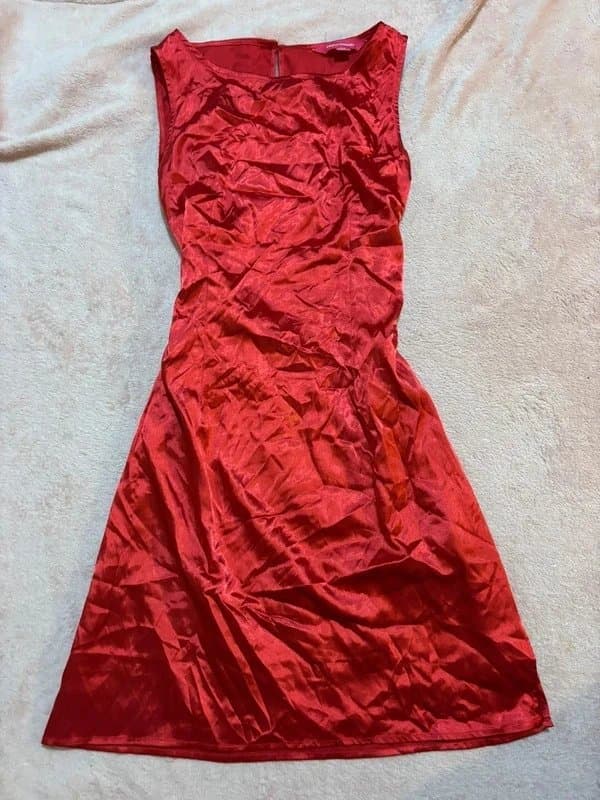 ASOS Romantic red silky fitted dress 10 12 14