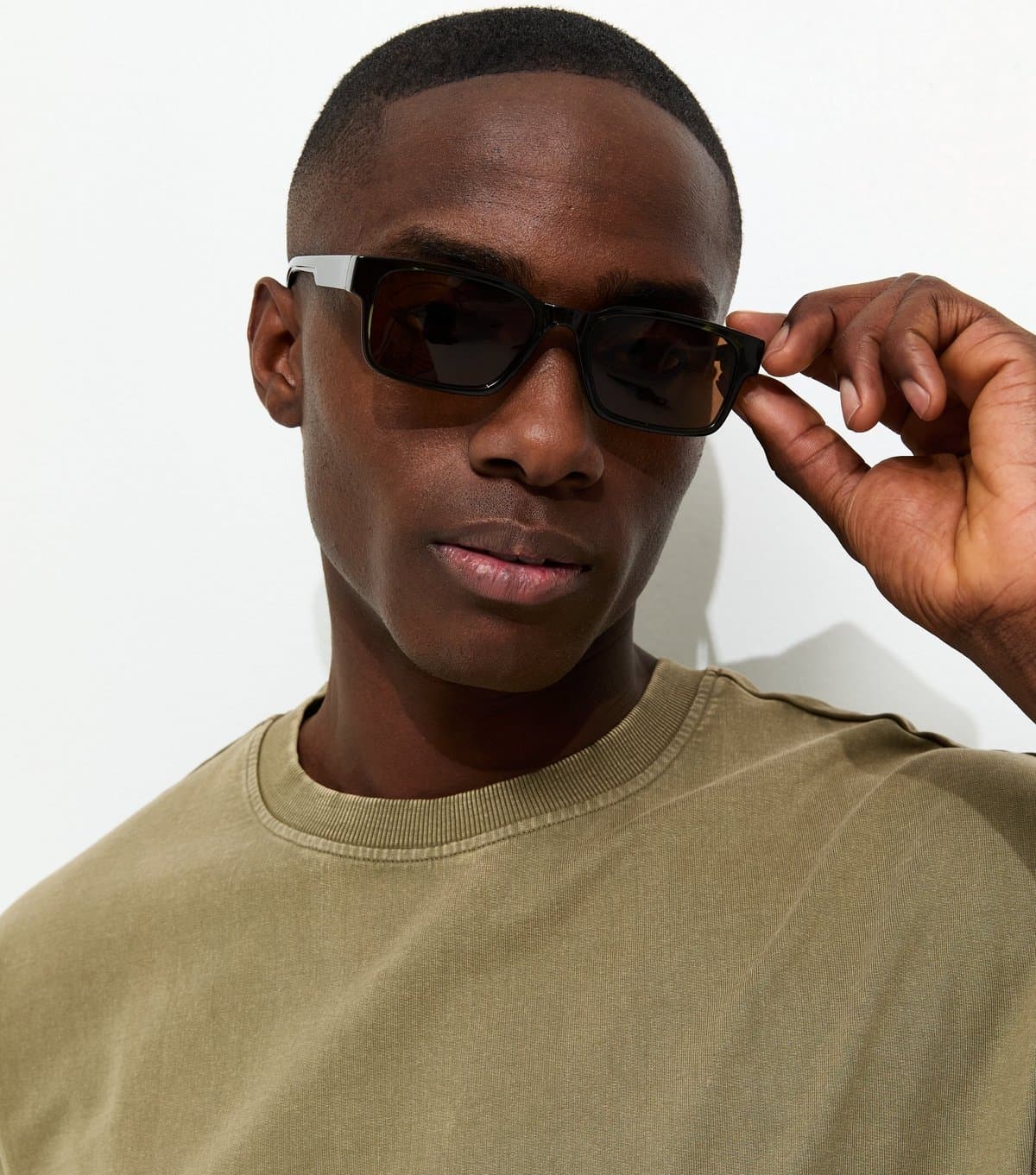 New Look New Look Dark Green Rectangular Sunglasses for Men