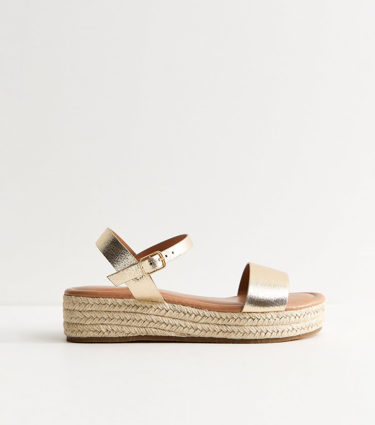 New Look New Look Gold Faux Leather Flatform Espadrilles Vegan