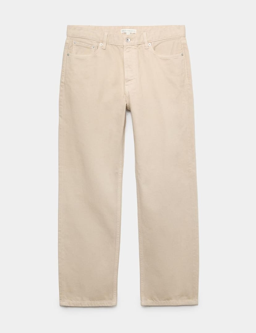 Marks & Spencer M&S Authentic Relaxed Fit Straight Leg Rigid Jeans Sand - 1