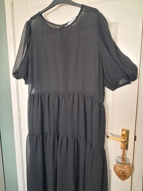 Never Fully Dressed Black chiffon top layer dress
