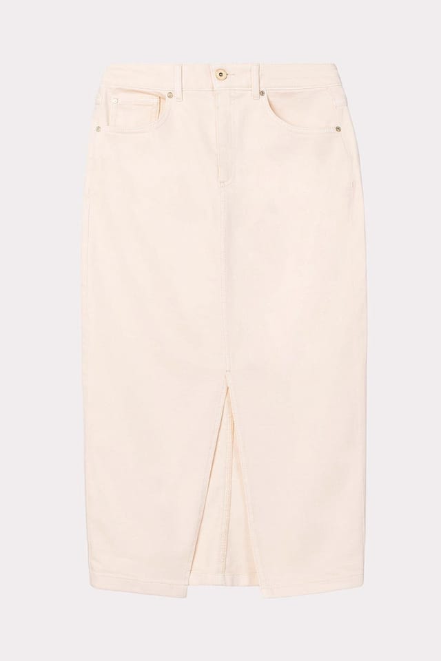 Kettlewell Kettlewell Women's Darla Denim Midi Skirt in Cream - 2