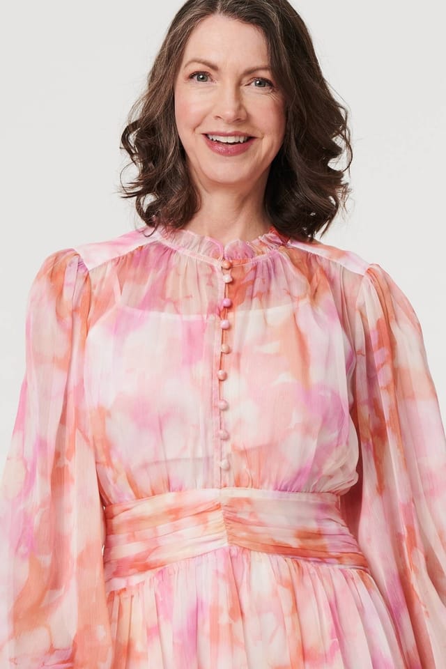 Izabel London Izabel London Women's High Neck Semi Sheer Short Dress in Pink - 2