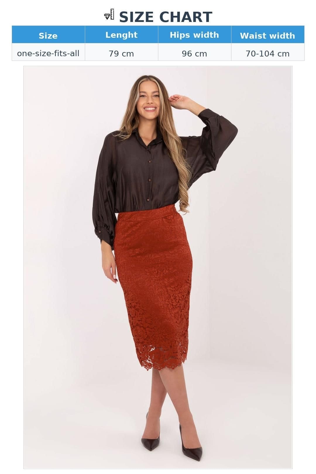 Love Lace Love Lace Women's Elegant Lace Midi Skirt with Elastic Waist Style 221999 in Terracotta - 4