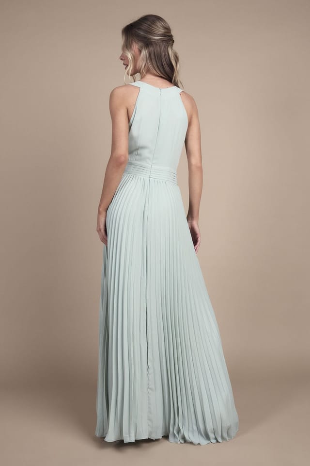 Coast Coast Women's Teen Pleated Halterneck Bridesmaid Dress in Sage - 3
