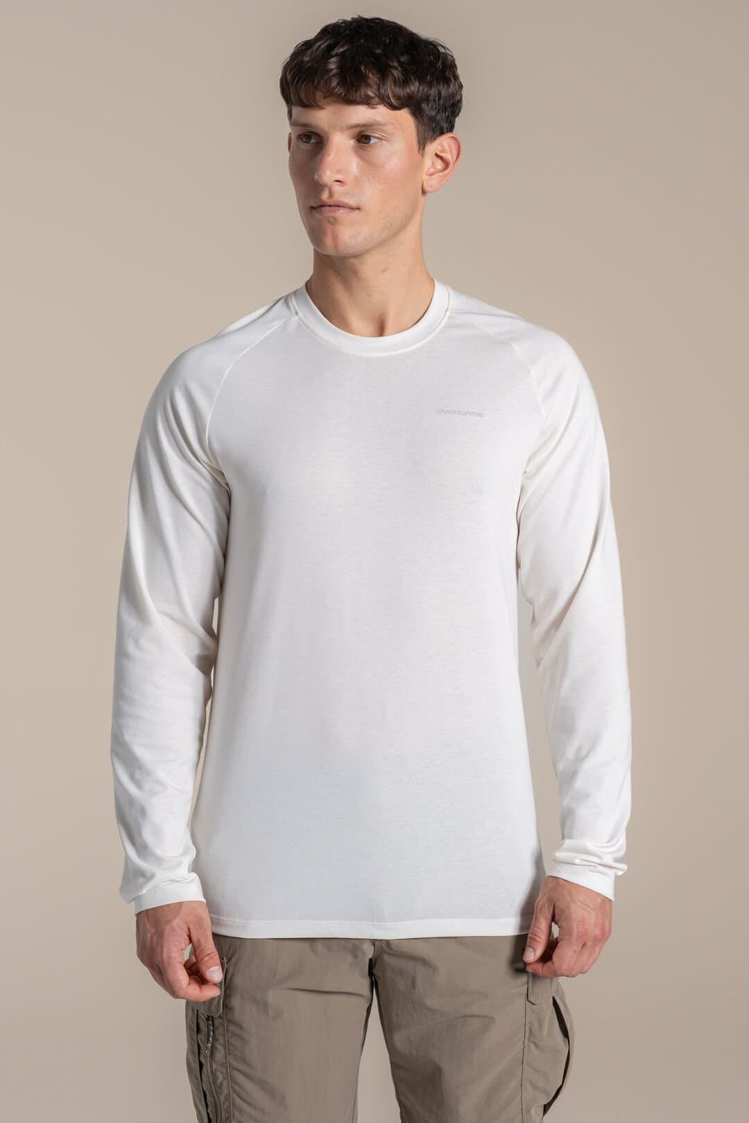 Craghoppers Craghoppers Men's NosiLife Nour Long Sleeved Quick-Dry T-Shirt in Off-White