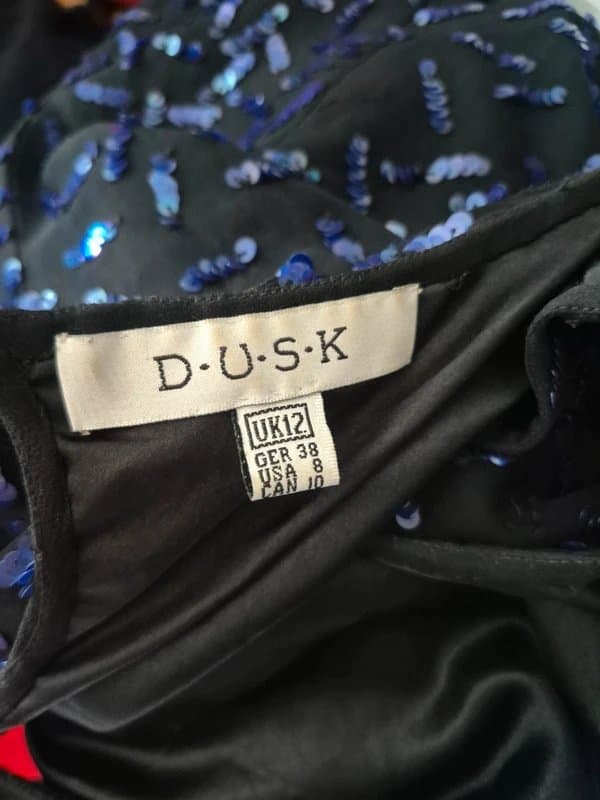 Dusk Dusk blue sequined silk hey hole party and cocktail dress UK size 12