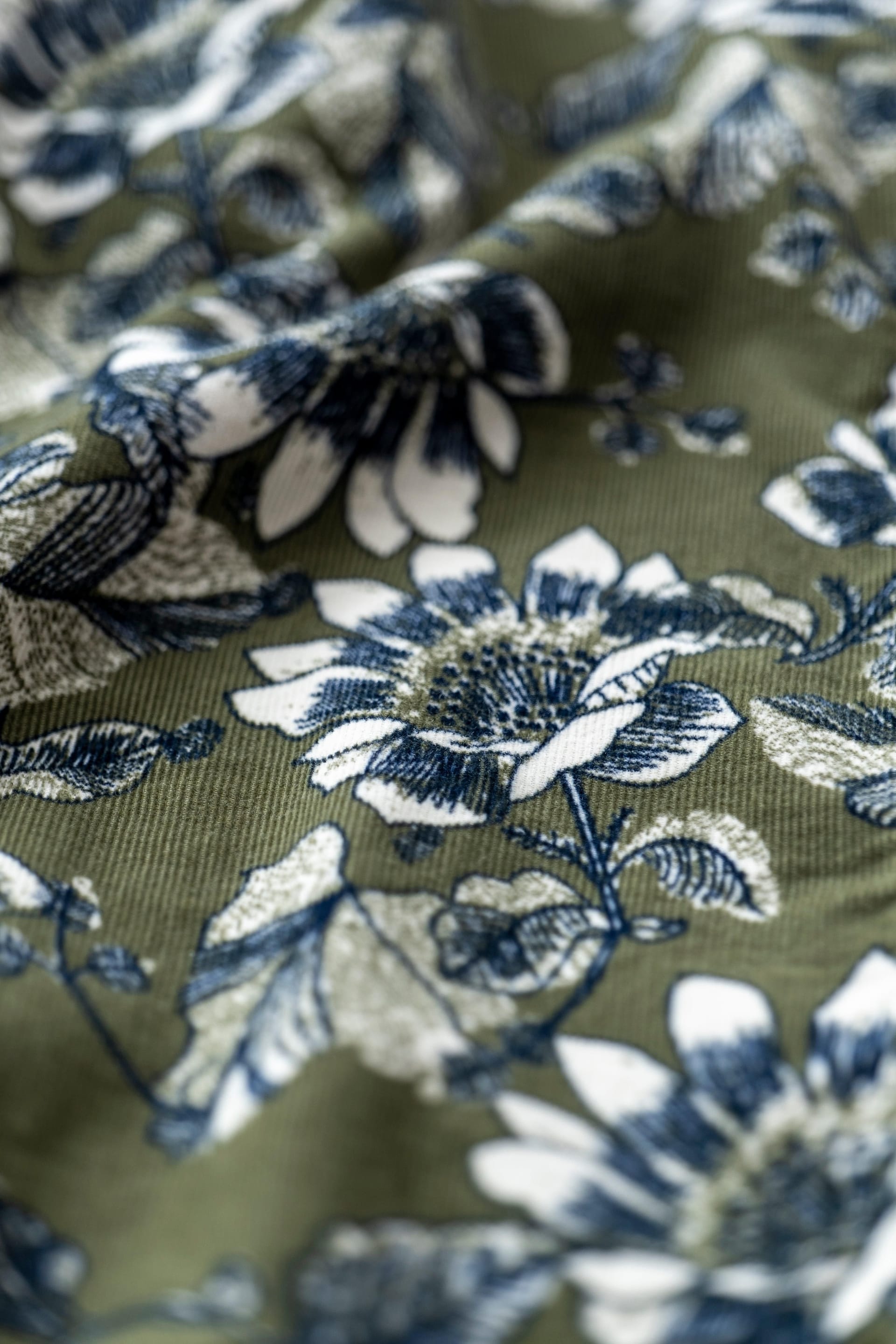 Lily & Me Lily & Me Women's Ash Cotton Floral Print Cord Jacket with Patch pockets in Green - 4
