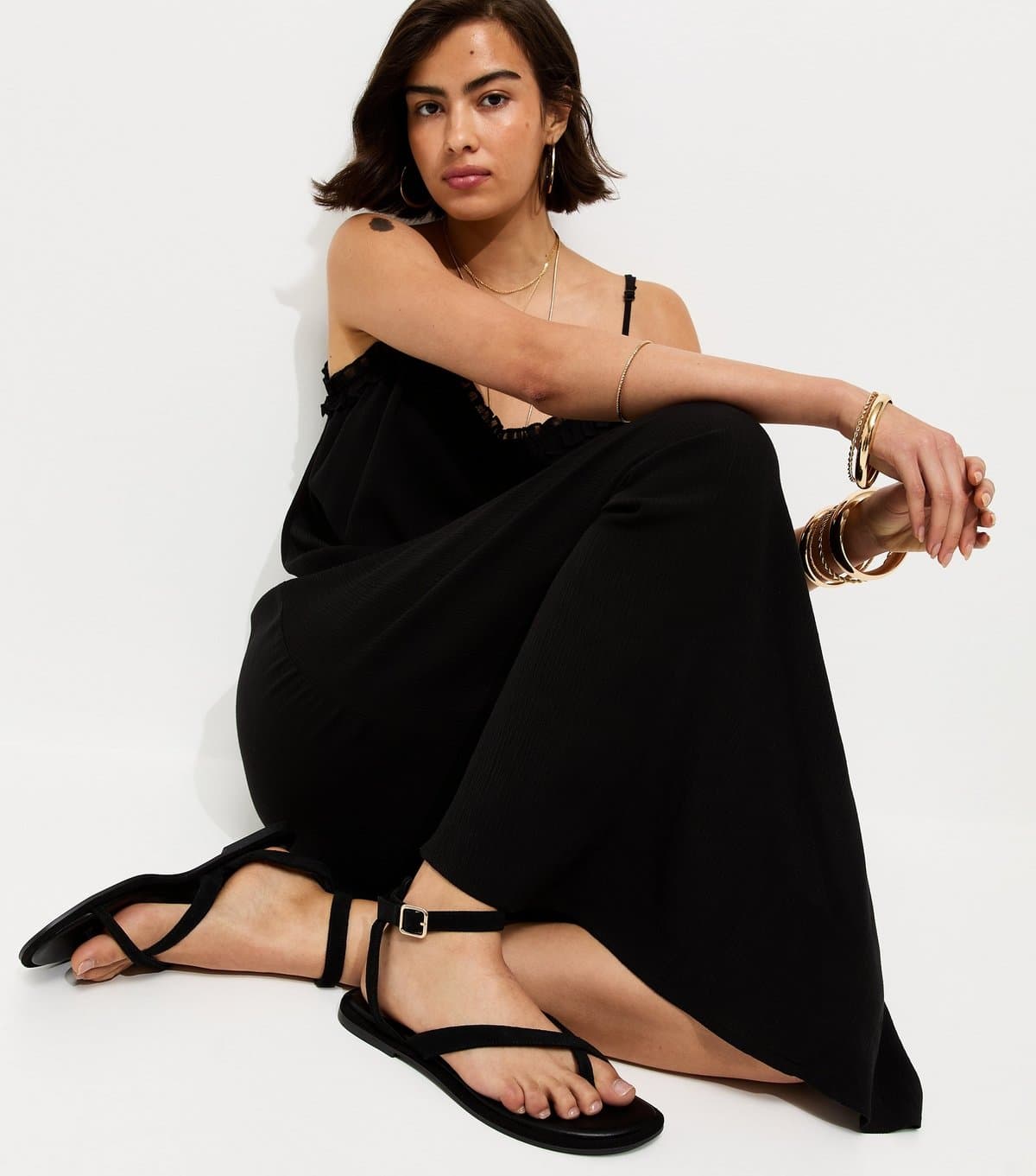 New Look New Look Black Suede Crossover Strap Flat Sandals