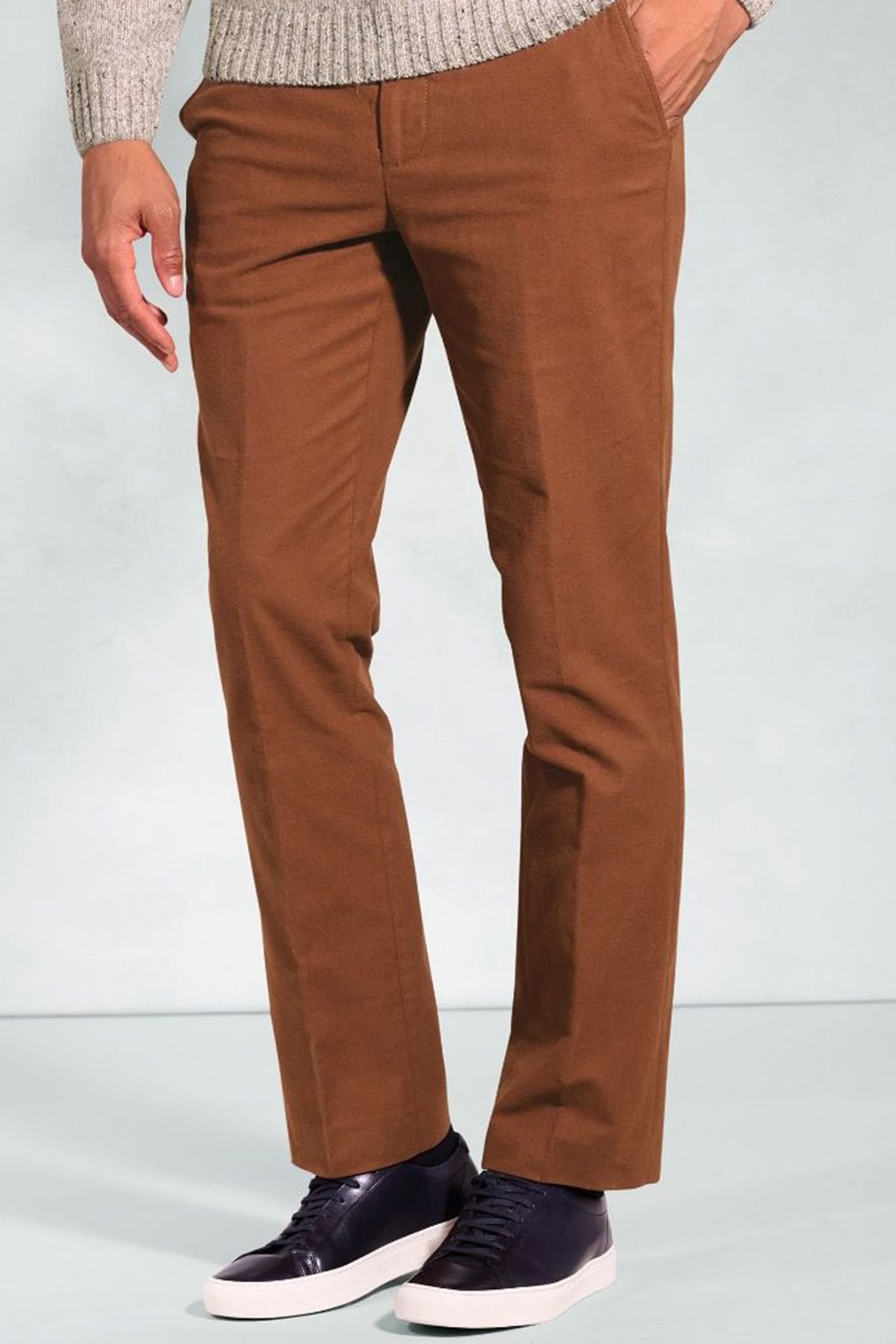 WoolOvers WoolOvers Men's Cotton Moleskin Trousers in Burnt Orange