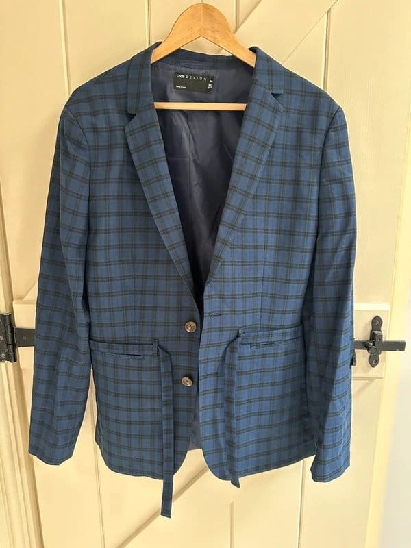 ASOS Design Blue Plaid Suit Jacket 38inch Chest